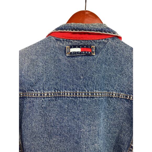 Vintage Denim Jacket with red contrast by Tommy Hilfiger L - Picture 7 of 9